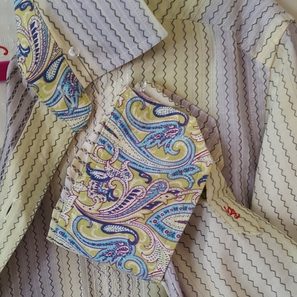 Robert Graham Striped Long Sleeved Cuffed Shirt XL ECU - Picture 2 of 9
